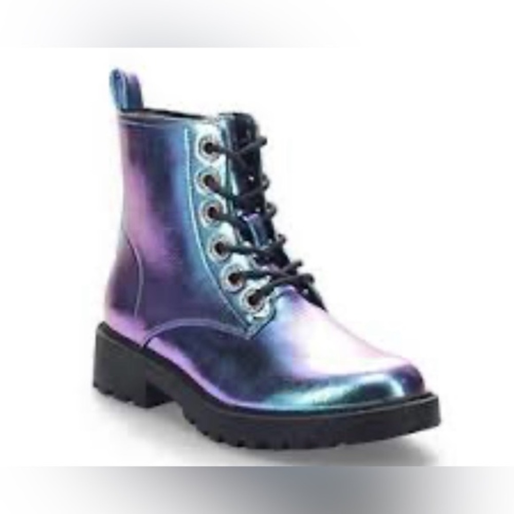 Girls Sonoma Goods for Life Shimmering Lace-Up Combat Boots size 5 NWT
